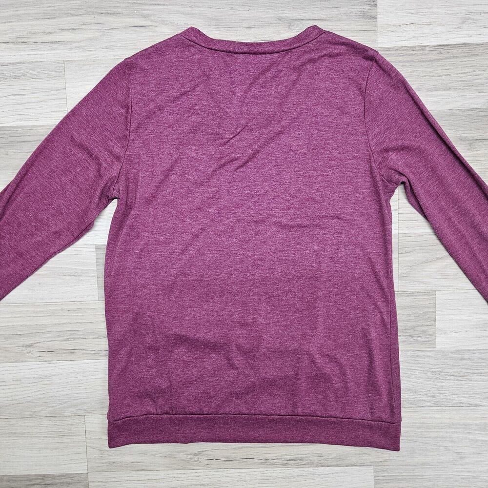Womens Maroon V-Neck Longsleeve Shirt Button Detail Medium - Picture 7 of 7